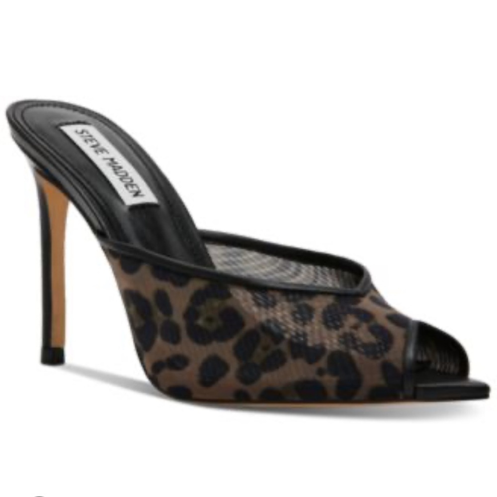 *SHOW STOPPER* Women's Latisha Pointed-Toe Stiletto Dress Mules - Leopard Mesh